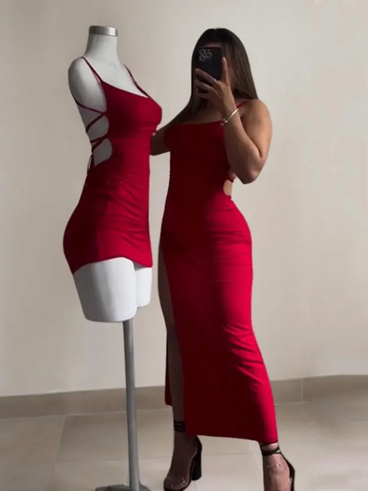 Oras 2025 explosive new dress summer high sensibility halter strap Spice Girl bag hip dress